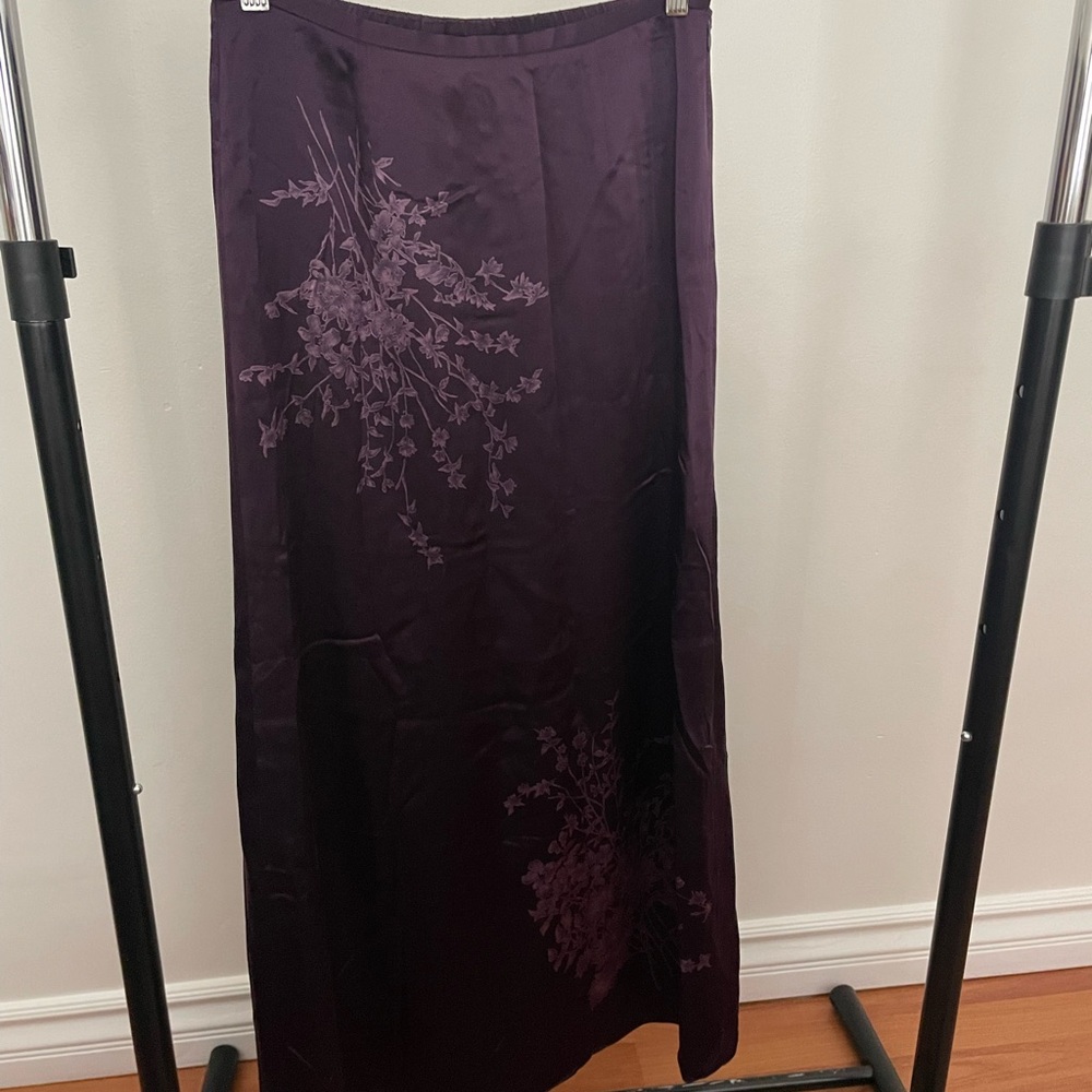 Dana Buchman Dark Purple Silk Maxi Skirt
